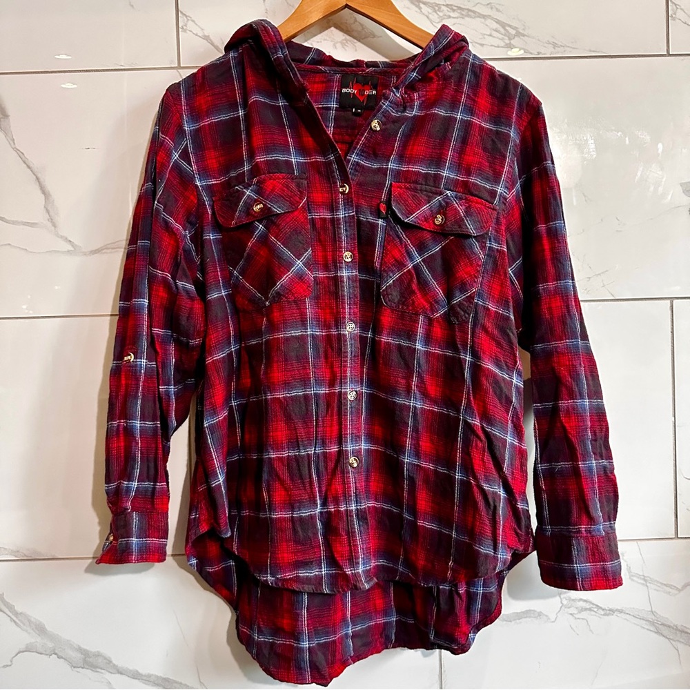 Body 10der Plaid Hooded Flannel Shirt #54